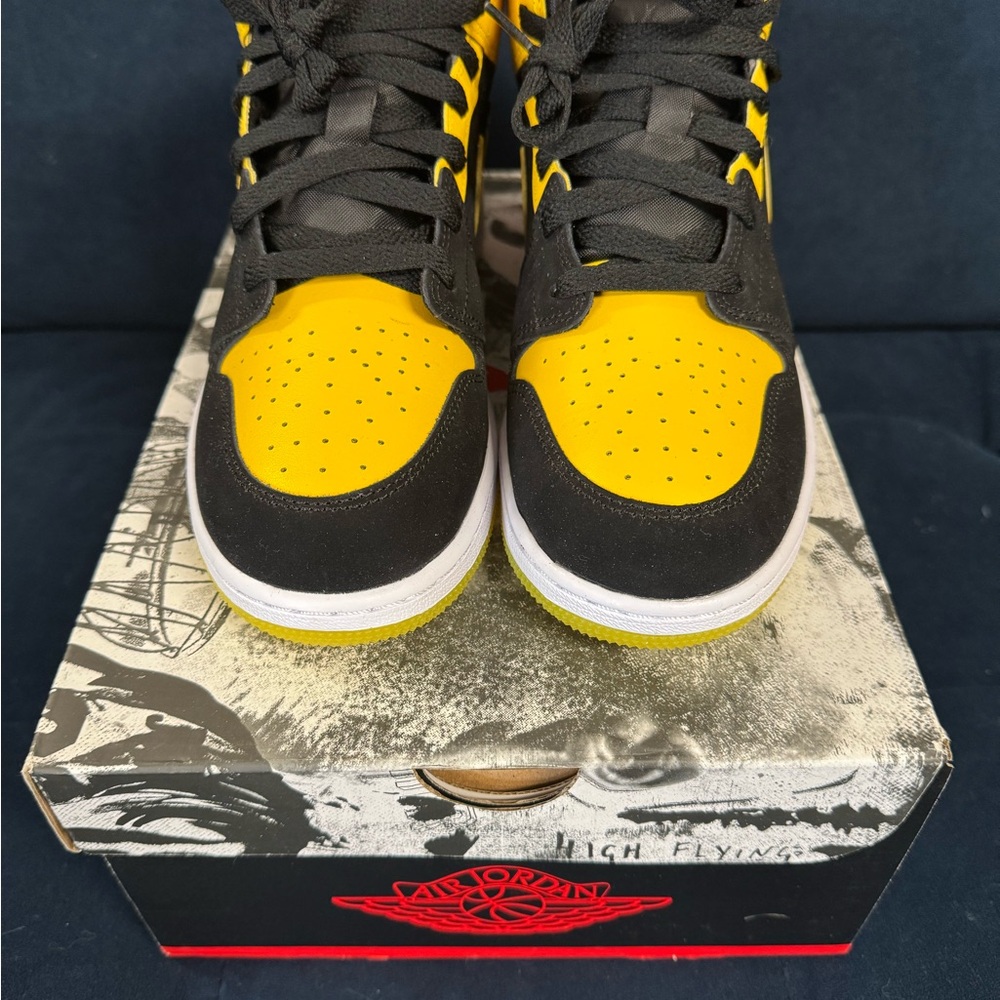 Air Jordan Black and Yellow High-Top Sneakers - Picture 4 of 16